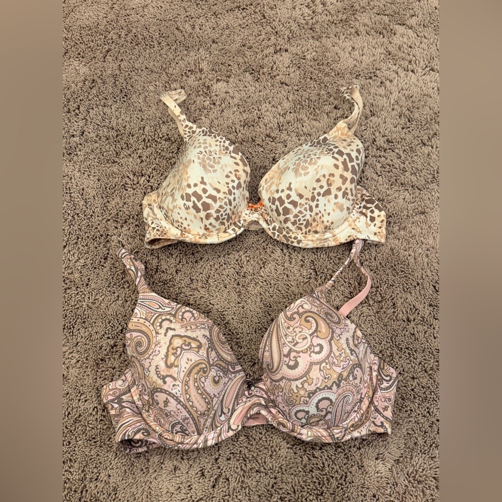 36c Set of 2 soma embraceable full coverage Bras pink paisley leopard animal